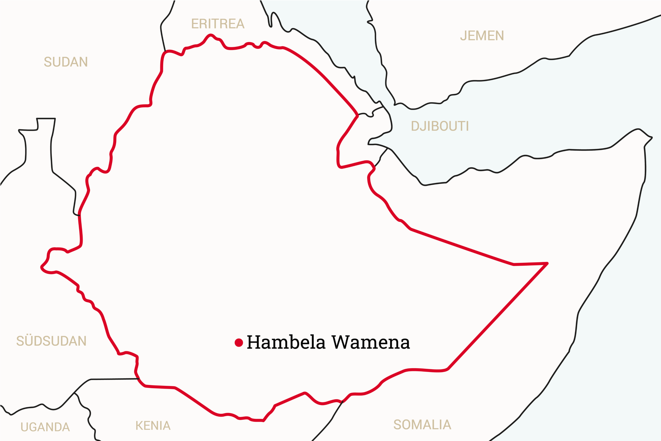 Projektkarte mit Ortsmarkierung "Hambela Wamena"
