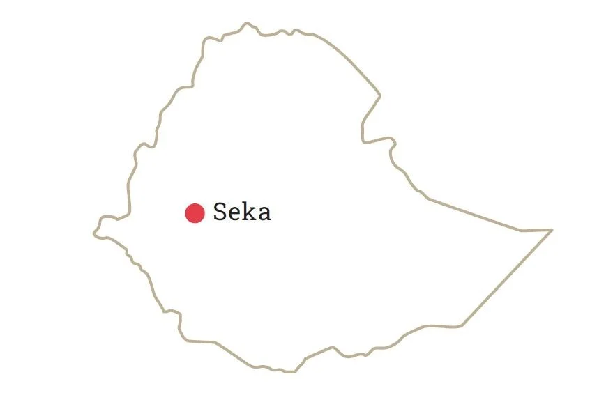 Landkarte von Äthiopien mit Markierung "Seka"