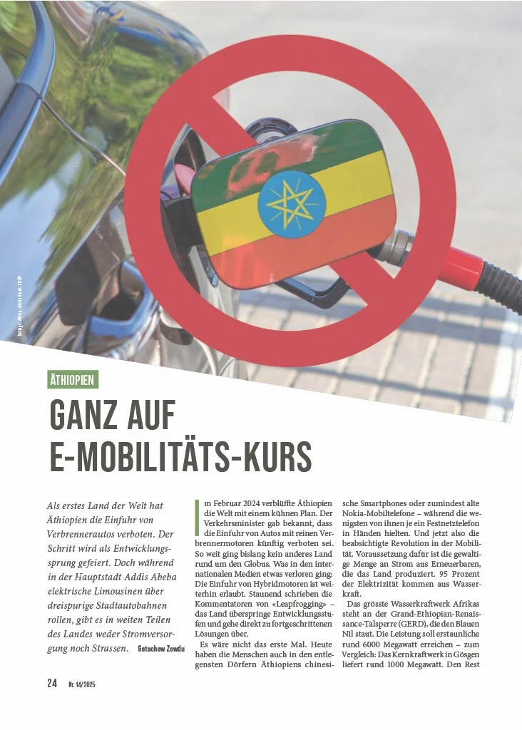 Sonntag-Artikel über E-Mobilität in Äthiopien | Stiftung Menschen für Menschen Sonntag-Artikel über E-Mobilität in Äthiopien