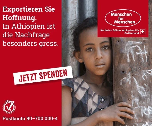 Web-Banner: "Exportieren Sie Hoffnung. In Äthiopien ist die Nachfrage besonders hoch"