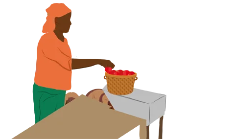 Illustration: Markverkäuferin