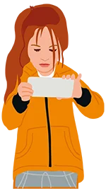 Grafik: Mädchen schaut auf ihr Handy