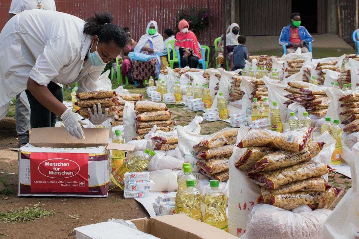 Corona Nothilfe Lebensmittelverteilung in Äthiopien