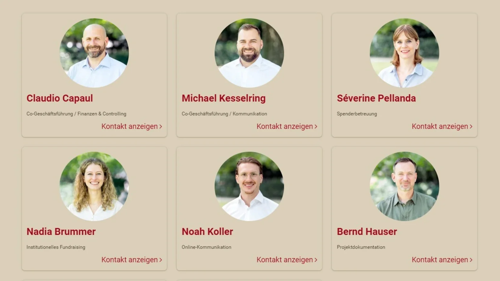 Profilbilder der Mitarbeiter der Stiftung Menschen für Menschen
