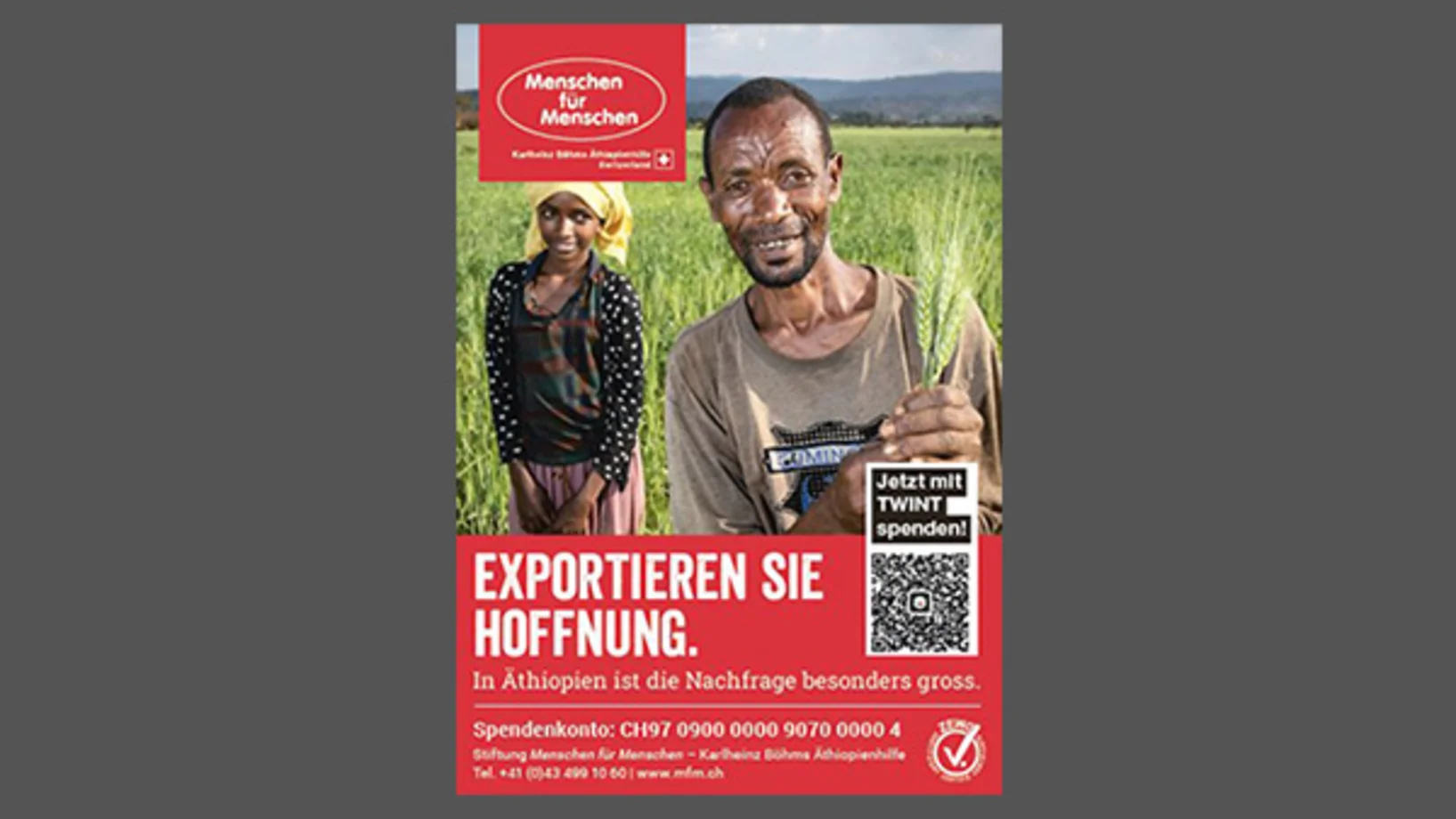 Vorschaubild Inserat: "Exportieren Sie Hoffnung."